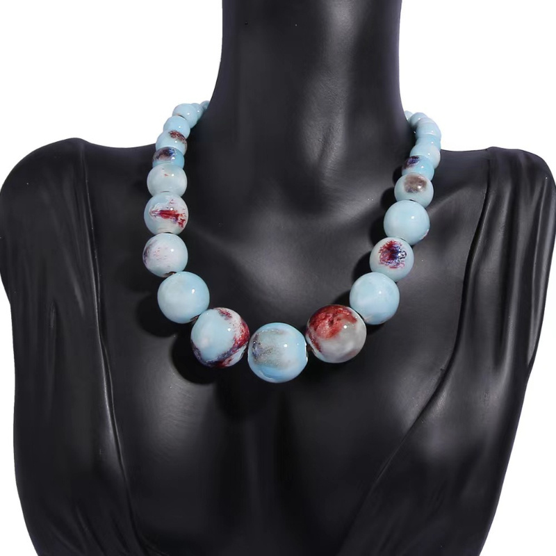 Boho Style Ceramic Bead Y Necklace Vintage Chain 1pc